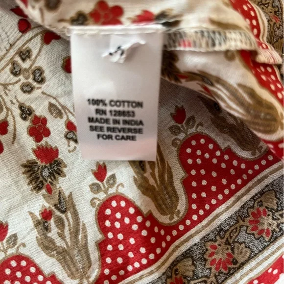 New women’s Calypso St Barth cotton quilt milkmaid boho flowy ruffle top. Large - Picture 10 of 16